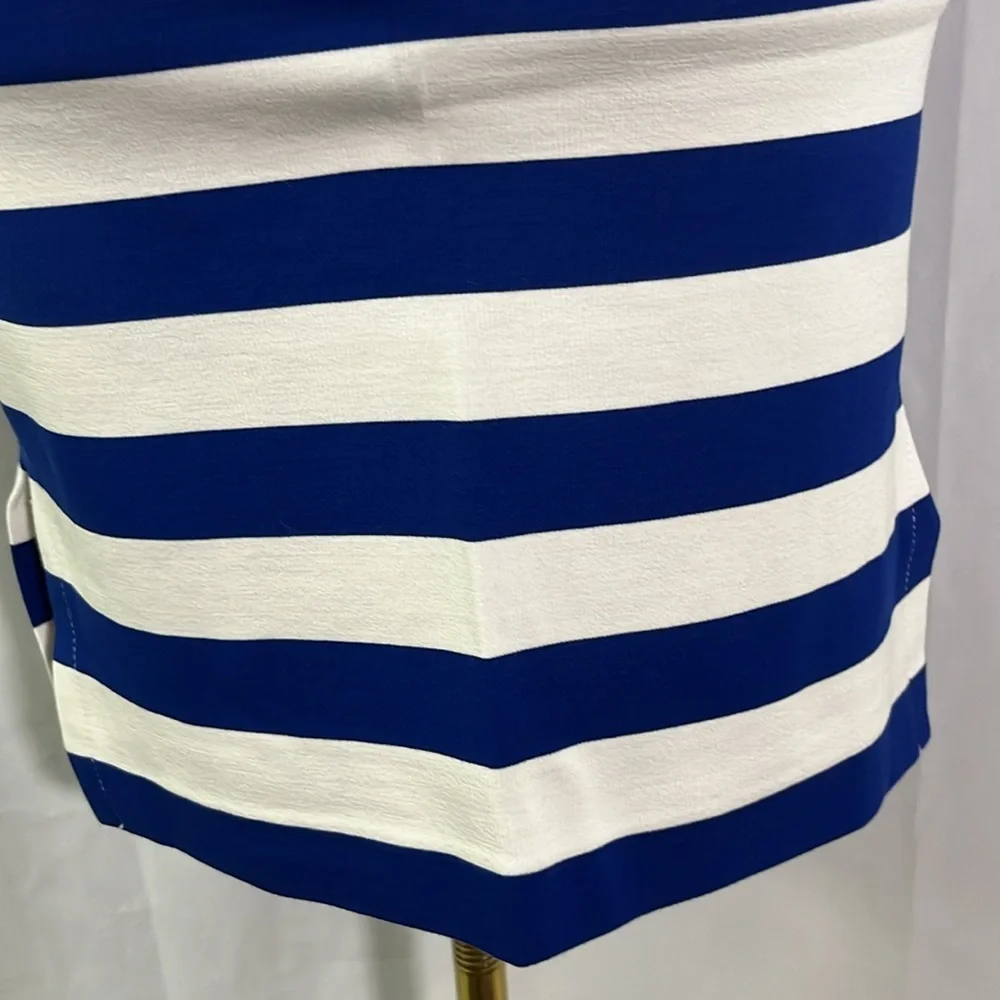NWT Banana Republic Royal Blue & White Striped Ponte Knit Side Slit Pencil Skirt - Picture 14 of 16